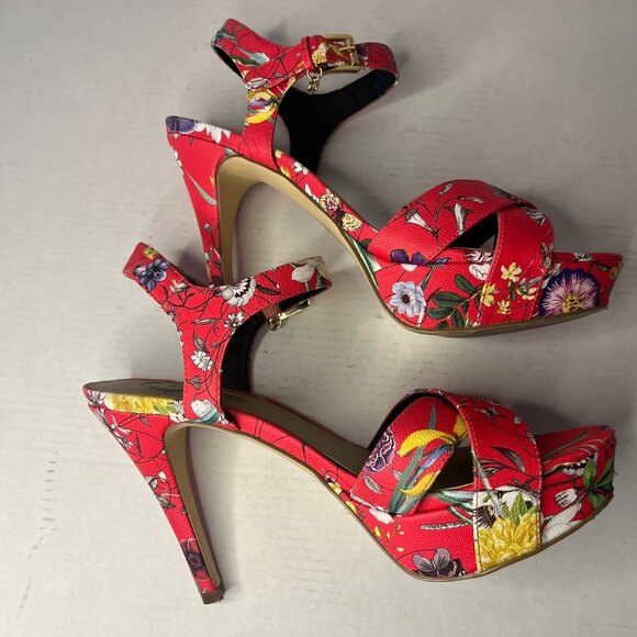 Womens G by GUESS Cenikka Platform Ankle Strap Sandals - 8 1/5  Red Multi - Picture 7 of 9
